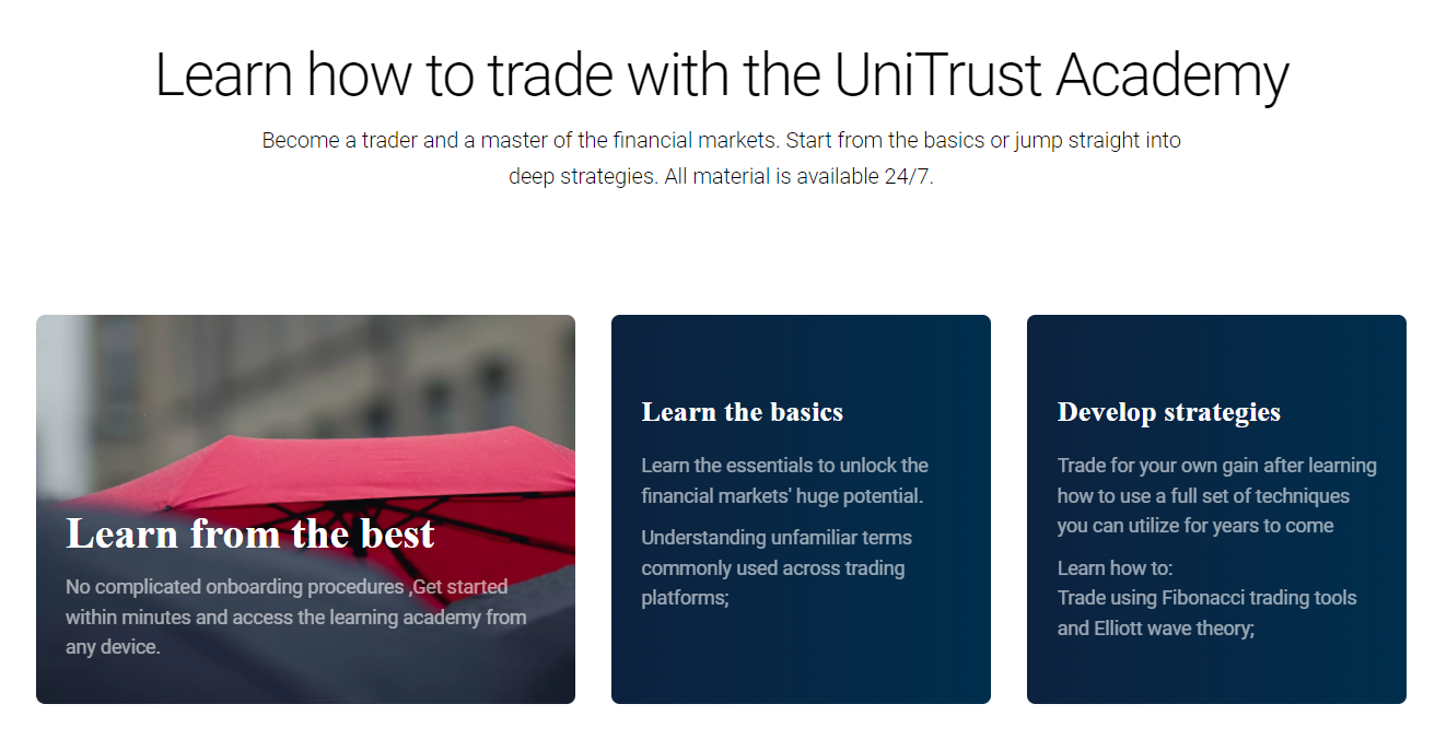 learn to trade with UniTrust Academy