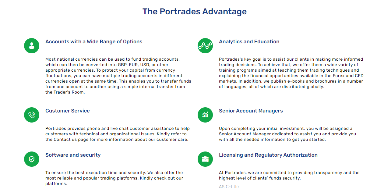 key features provided by Portrades