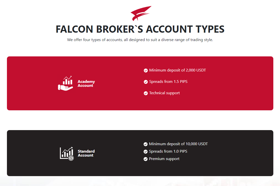 Falcon Broker trading accounts