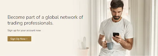 Screenshot of GCW-Management homepage showing tagline: Become a member of a global community of traders