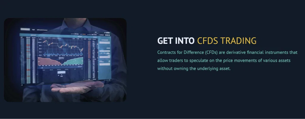 CFD markets section showing multiple asset charts