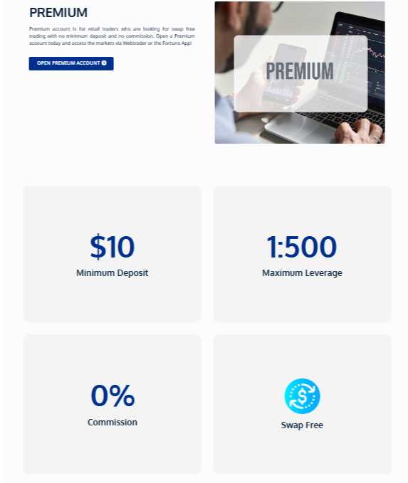 Fortuno Markets spreads and commission conditions 